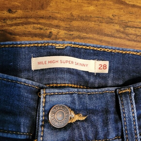 Levi's Jeans Size 28 Mile High Super Skinny Stretch Dark Wash Denim Western - Picture 4 of 11